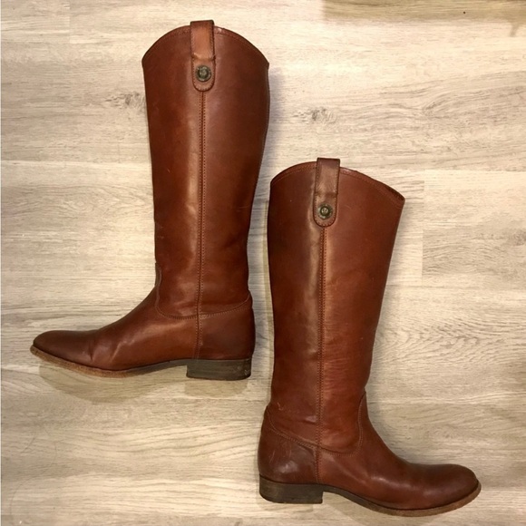 Frye Melissa Button Cognac Leather Knee High Boot - Picture 5 of 9